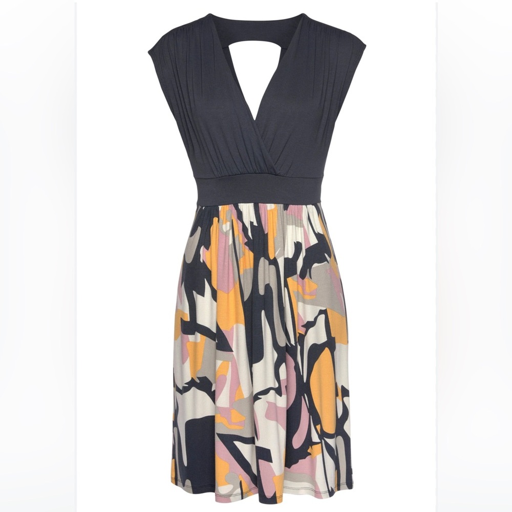 Chic Black and Multicolor Midi Dress